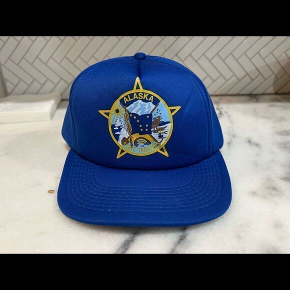 VINTAGE Alaska State Troopers HANES HEADWEAR SNAPBACK HAT FOAM INSIDE OS